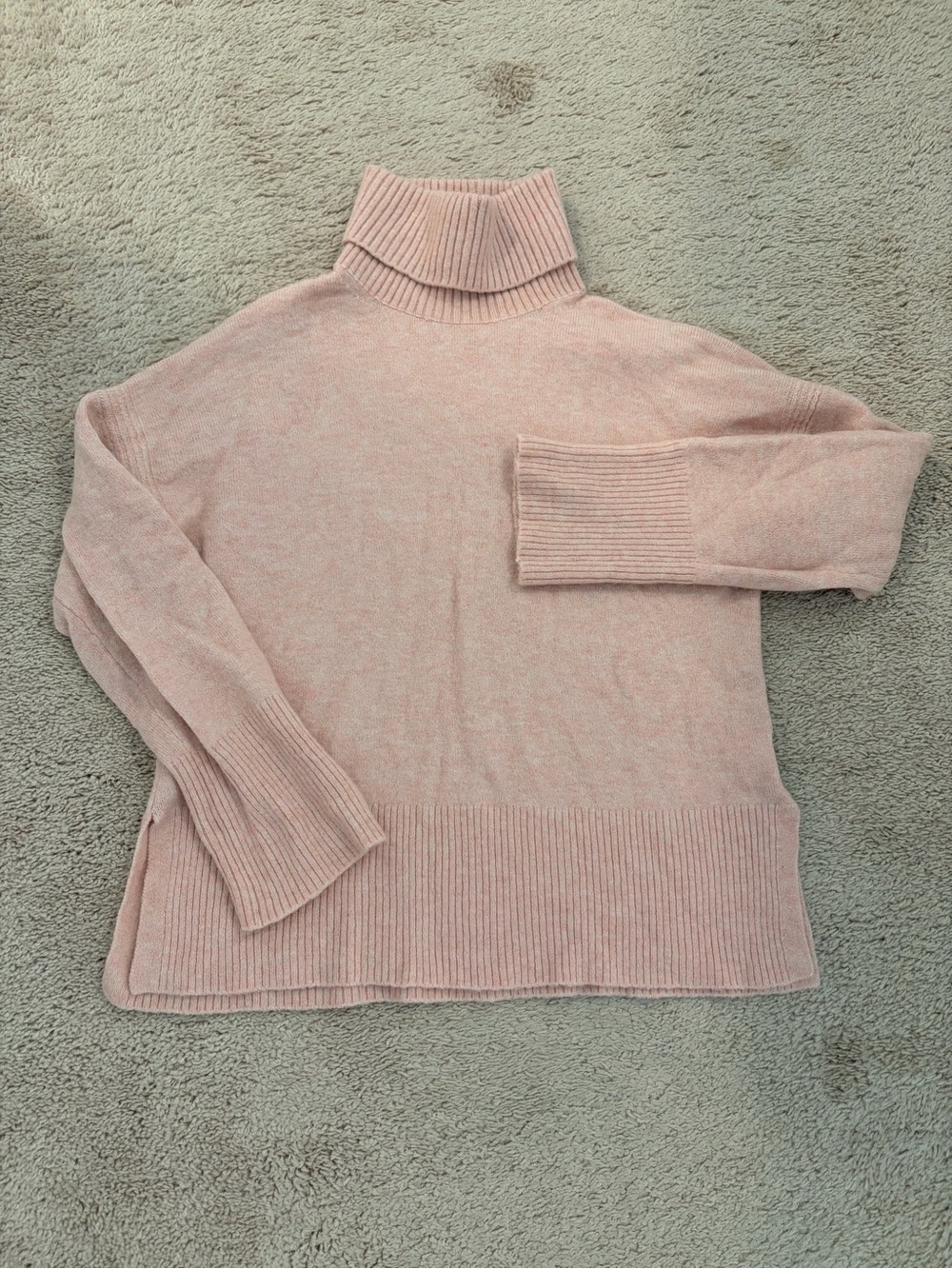 J. Crew Blush Pink Ribbed Turtleneck Sweater #097
